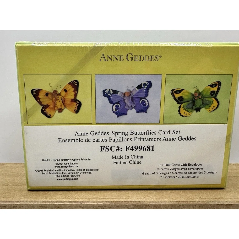 SPRING BUTTERFLIES Card Set Anne Geddes With Babies New Sealed Box 2001